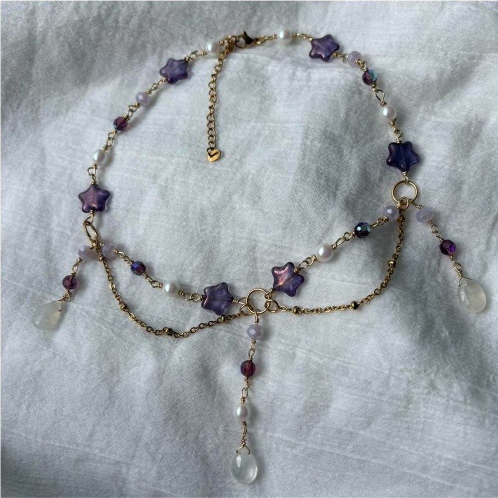 Elegant Gold and Purple Star Necklace